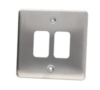 DETA G2802SS 2G Grid 2 Switch Outlet Single Plate Wall Faceplate Stainless Steel