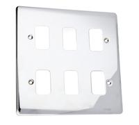 DETA G2805CH 6G Grid 6 Switch Outlet 150x150mm Plate Wall Faceplate Chrome