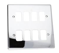 DETA G2806CH 8G Grid 8 Switch Outlet 150x150mm Plate Wall Faceplate Chrome