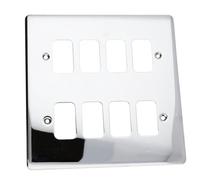 Deta G2806Ch 8G Grid 8 Switch Outlet 150X150mm Plate Wall Faceplate Chrome