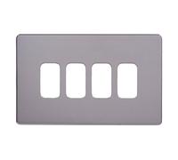 Deta G3384CH Grid Screwless Flatplate - 4 Gang Polished Chrome