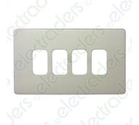 Deta G3384Ss Ultra Screwless Grid Cover Plate With Frame Stainless Steel - 4 Gang