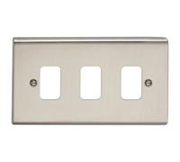 Deta G3423SS 'Slimline Decor' Grid Switch Cover Plate - Stainless Steel 3 Gang
