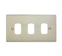 Deta G3423SS 'Slimline Decor' Grid Switch Cover Plate - Stainless Steel 3 Gang