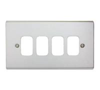 Deta G3424CH 'Slimline Decor' Grid Switch Cover Plate - Polished Chrome 4 Gang