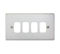 Deta G3424CH 'Slimline Decor' Grid Switch Cover Plate - Polished Chrome 4 Gang