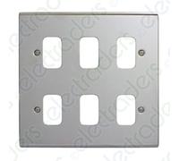 Deta G3425CH 'Slimline Decor' Grid Switch Cover Plate - Polished Chrome 6 Gang