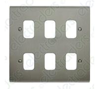 Deta G3425SS 'Slimline Decor' Grid Switch Cover Plate - Stainless Steel/Satin Chrome 6 Gang