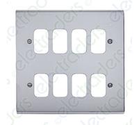 Deta G3426CH 'Slimline Decor' Grid Switch Cover Plate - Polished Chrome 8 Gang