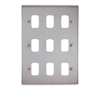 Deta G3427CH 'Slimline Decor' Grid Switch Cover Plate - Polished Chrome 9 Gang