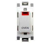 Deta G3571 Grid Switch 20 Amp Double Pole with Neon Marked 'Oven' (White)