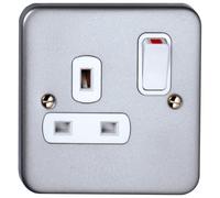 Deta Metal Clad 13A 1 Gang DP Switched Socket & Back Box with Knockouts - M1207DP