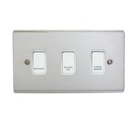 Deta Polished Chrome Customised Kitchen Grid Switch Panel With White Switches - 3 Gang