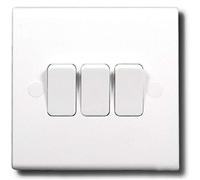 Deta S1205 Slimline Triple Light Switch 3 Gang 1 or 2 way 10amp SP
