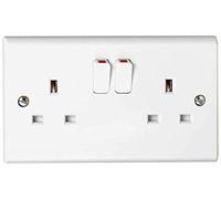 Deta S1209SDP Slimline 2 gang 13amp Switch Socket Outlet, White