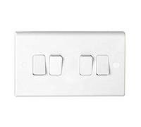 Deta S1244 Slimline Quad Light Switch 4 Gang 1 or 2 way 10amp SP