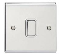 Deta Sd1246Chw Slimline Décor Light Switch 10 Amp 1 Gang Intermediate (Polished Chrome / White Insert)