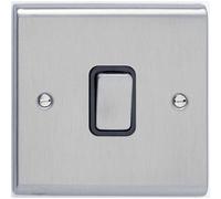 Deta SD1246SCB Light Switch 10 Amp 1 Gang Intermediate (Satin Chrome/Black Insert)