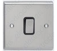 Deta SD1246SSB Light Switch 10 Amp 1 Gang Intermediate (Stainless Steel/Black Insert)