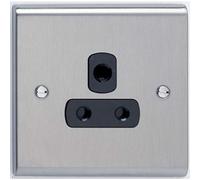 Deta SD1331SCB Unswitched Socket Outlet 5 Amp 1 Gang (Satin Chrome/Black Insert)
