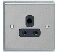 Deta Sd1331Ssb Unswitched Socket Outlet 5 Amp 1 Gang (Stainless Steel / Black Inserts)