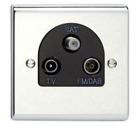Deta Sd1340Chb Tv / Fm (Dab) /sat Triplexer Outlet (Polished Chrome / Black Insert)