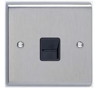 Deta SD1352SCB Telephone Socket 1 Gang - Master (Satin Chrome/Black Insert)