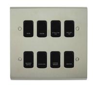 Deta Stainless Steel Customised Kitchen Grid Switch Panel With Black Switches - 8 Gang