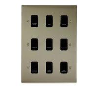 Deta Stainless Steel Customised Kitchen Grid Switch Panel With Black Switches - 9 Gang