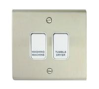 Deta Stainless Steel Customised Kitchen Grid Switch Panel With White Switches - 2 Gang