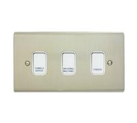 Deta Stainless Steel Customised Kitchen Grid Switch Panel With White Switches - 3 Gang
