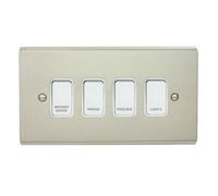 Deta Stainless Steel Customised Kitchen Grid Switch Panel With White Switches - 4 Gang