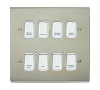 Deta Stainless Steel Customised Kitchen Grid Switch Panel With White Switches - 8 Gang