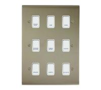 Deta Stainless Steel Customised Kitchen Grid Switch Panel With White Switches - 9 Gang