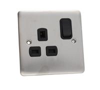 Deta Ve1207Ssb 1G 13A Mains Power Socket Outlet Wall Faceplate Stainless Steel