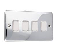 Deta Ve1244Chw 4G Four Gang Light Switch 10A 2 Way Wall Faceplate Chrome White