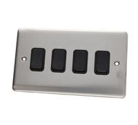 Deta Ve1244Ssb 4G Four Gang Light Switch 10A Wall Faceplate Stainless Steel