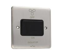 Deta Ve1247Ssb Fan Isolator Switch 3 Pole 10A Wall Faceplate Stainless Steel