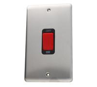Deta Ve1301Ssb Cooker Switch 50A Tall Double Pole Wall Faceplate Stainless Steel