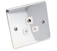 Deta Ve1331Chw Single 5A Round Plug Power Outlet Wall Faceplate Chrome White