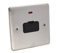 Deta Ve1361Ssb Un-Switched Fuse Spur 13A Neon Wall Faceplate Stainless Steel