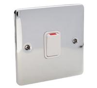 Deta Ve1390Chw Single 20A Switch Double Pole Wall Faceplate Chrome White