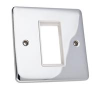 Deta Ve1421Chw 1G Single Euro Module Insert Wall Faceplate Chrome White