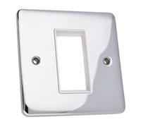 DETA VE1421CHW 1G Single Euro Module Insert Wall Faceplate Chrome White