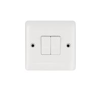 Deta Vimark VP1204 Pro White Moulded 2 Gang 2 Way 10AX Plate Switch