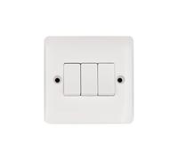 Deta Vimark VP1205 Pro White Moulded 3 Gang 2 Way 10AX Plate Switch