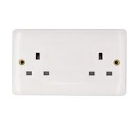 Deta Vimark VP1208 Pro White Moulded 2 Gang 13A Unswitched Socket
