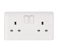 Deta Vimark VP1209DP Pro White Moulded 2 Gang 13A Switched Socket DP