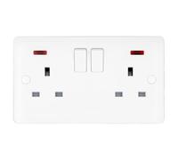 Deta Vimark VP1209DPN Pro White Moulded 2 Gang 13A Switched Socket DP with Neon
