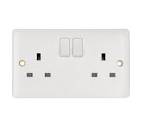 Deta Vimark VP1209SP Pro White Moulded 2 Gang 13A Switched Socket SP